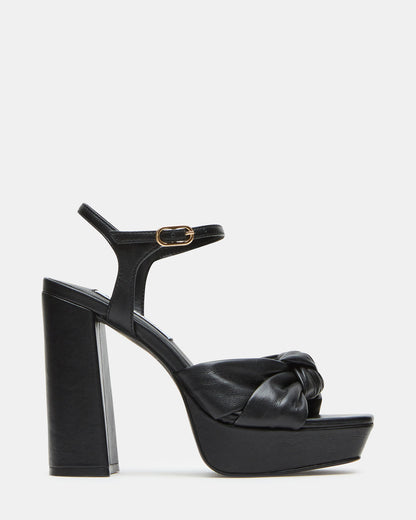 JOYRIDE Black Leather Platform Block Heel | Women's Heels | Steve Madden