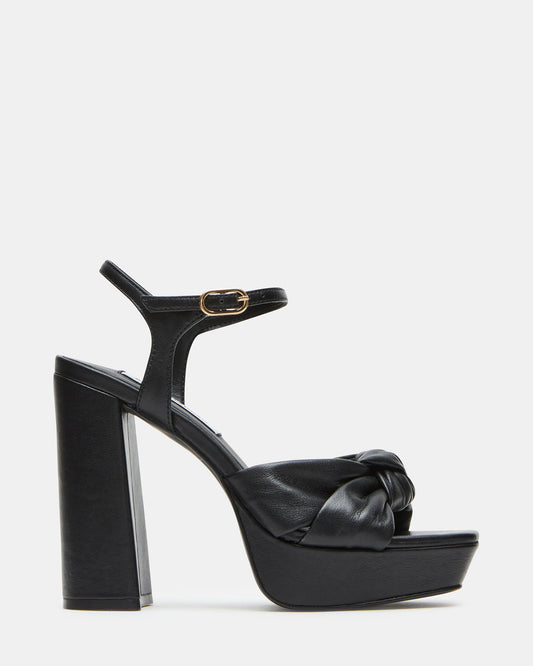 JOYRIDE Black Leather Platform Block Heel | Women's Heels | Steve Madden