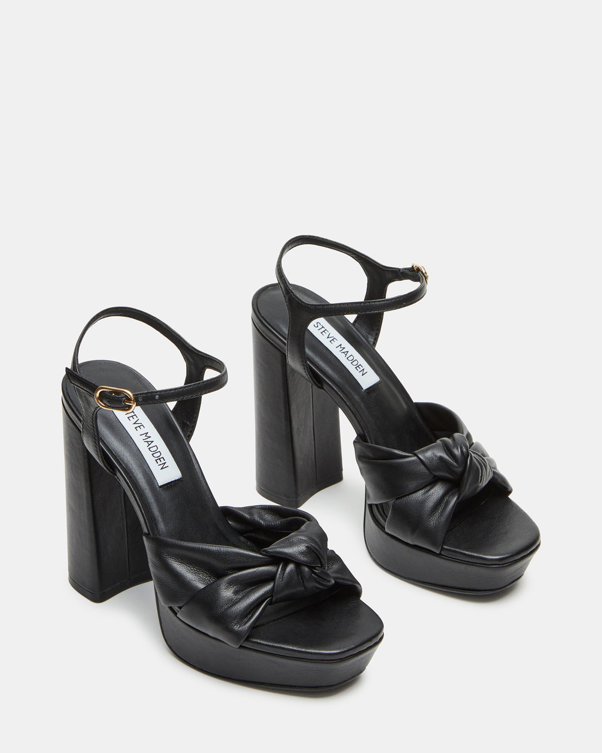 JOYRIDE Black Leather Platform Block Heel | Women's Heels | Steve Madden