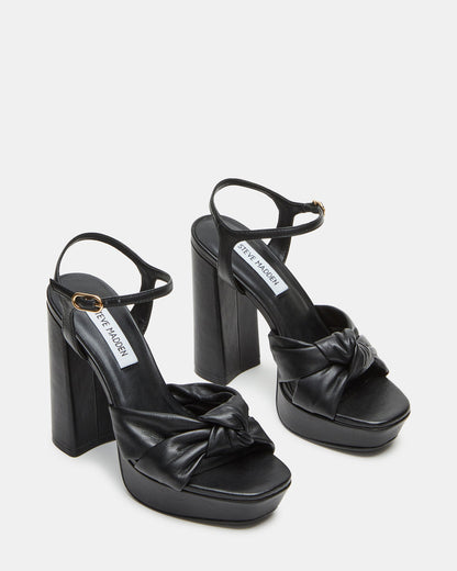 JOYRIDE Black Leather Platform Block Heel | Women's Heels | Steve Madden