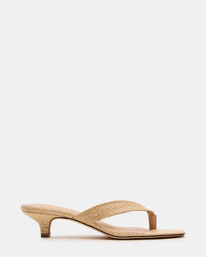 TRACIE Raffia Thong Strap Women's Kitten Heel | Steve Madden