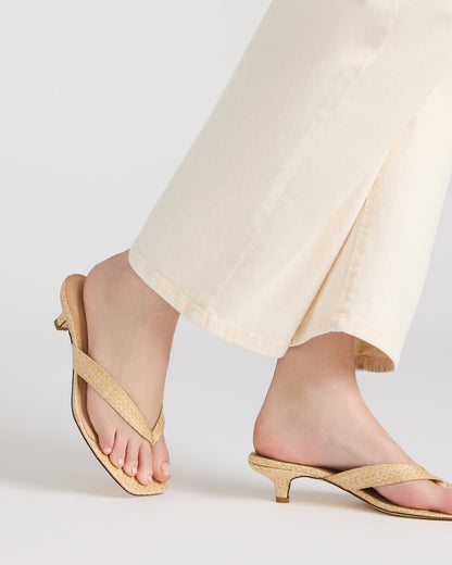 TRACIE Raffia Thong Strap Women's Kitten Heel | Steve Madden