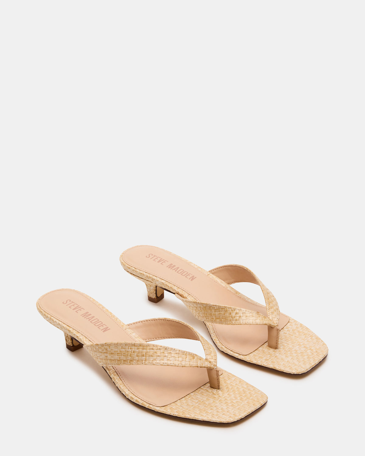 TRACIE Raffia Thong Strap Women's Kitten Heel | Steve Madden