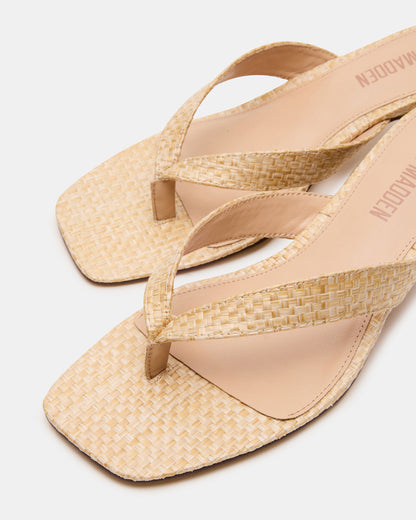 TRACIE Raffia Thong Strap Women's Kitten Heel | Steve Madden