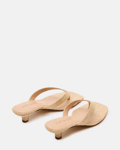 TRACIE Raffia Thong Strap Women's Kitten Heel | Steve Madden