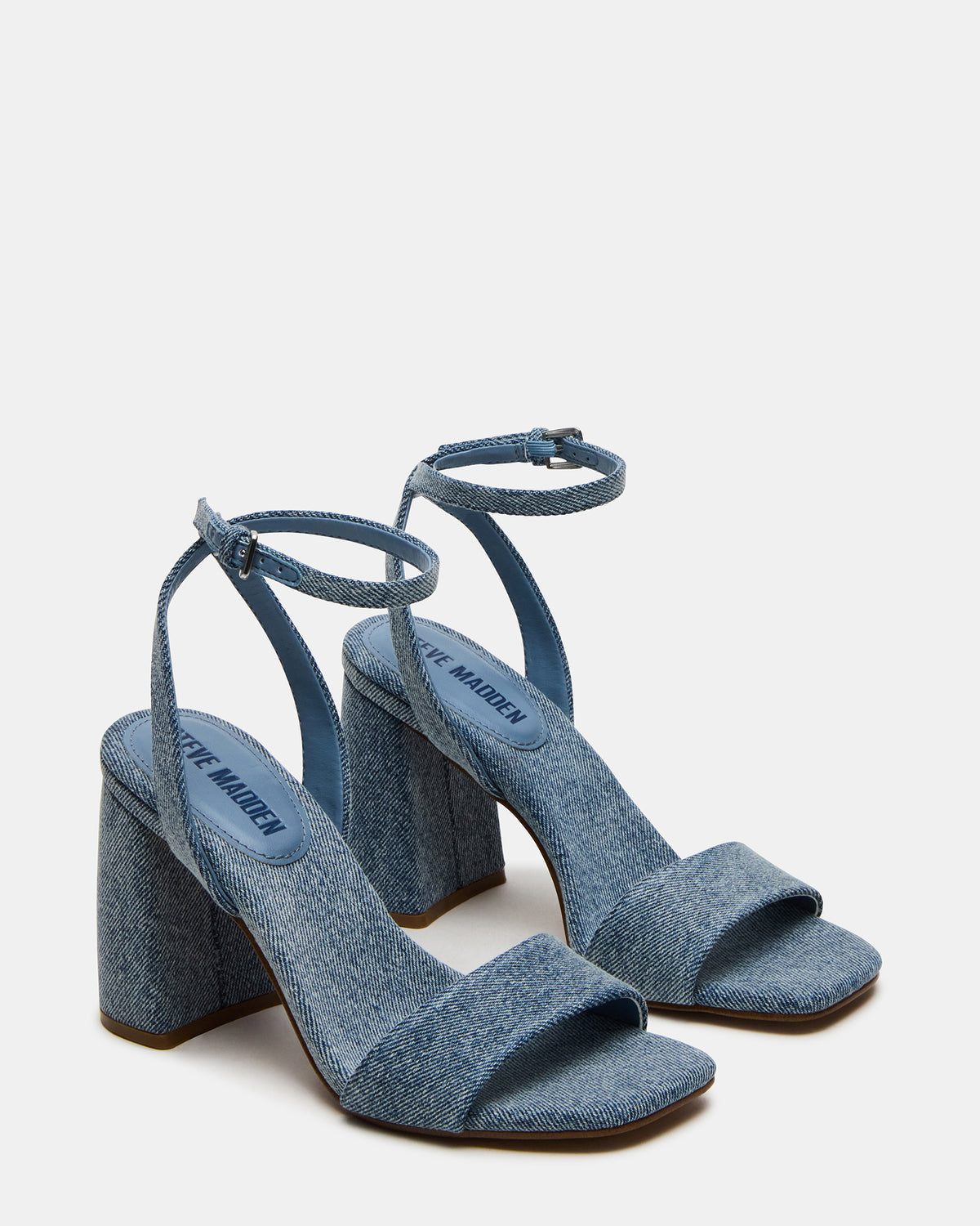 MESSA Denim Fabric Women's Square-Toe Block Heel | Steve Madden