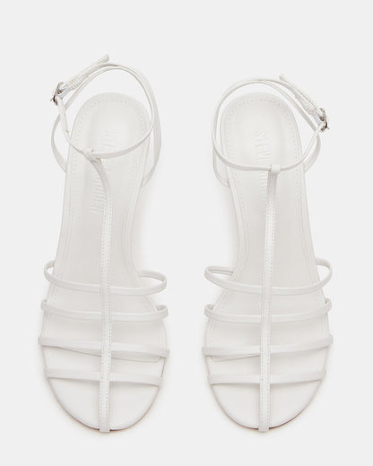 TILDAH White Leather Strappy Rounded Toe Women's Heel | Steve Madden