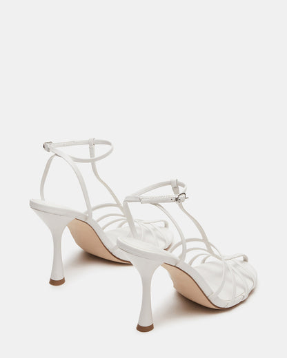 TILDAH White Leather Strappy Rounded Toe Women's Heel | Steve Madden