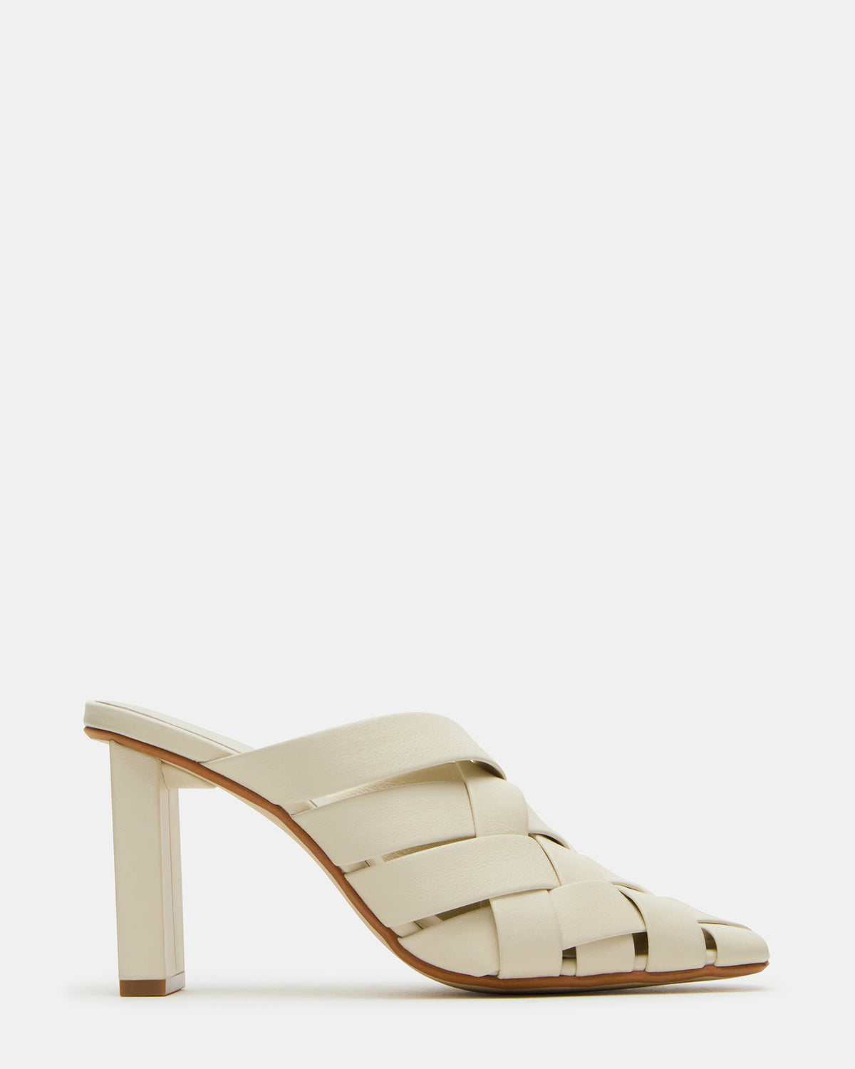NAKITA White Square-Toe Woven Mule Women's Heel | Steve Madden