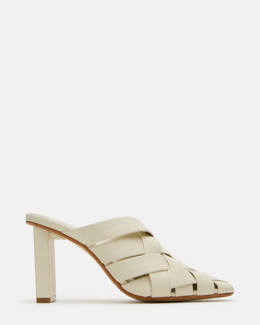 NAKITA White Square-Toe Woven Mule Women's Heel | Steve Madden
