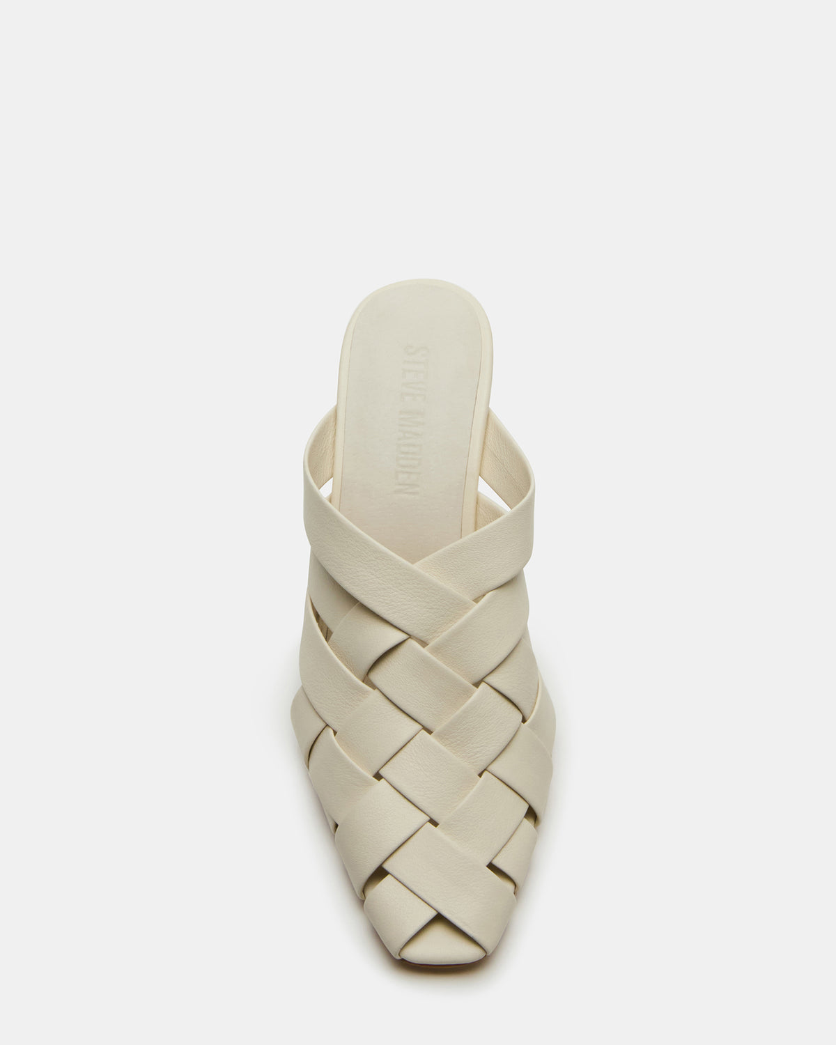 NAKITA White Square-Toe Woven Mule Women's Heel | Steve Madden