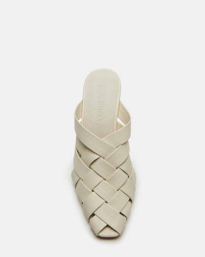 NAKITA White Square-Toe Woven Mule Women's Heel | Steve Madden