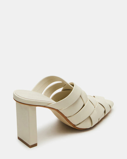 NAKITA White Square-Toe Woven Mule Women's Heel | Steve Madden
