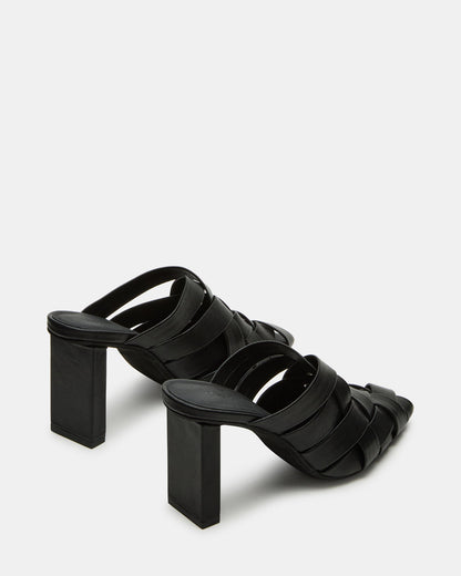 NAKITA Black Square-Toe Woven Mule Women's Heel | Steve Madden