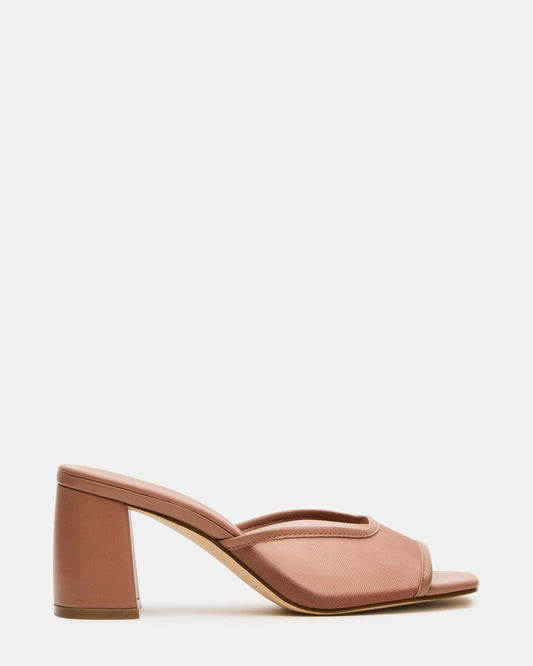 MADAME Mocha Square-Toe Mesh Mule Women's Heel | Steve Madden