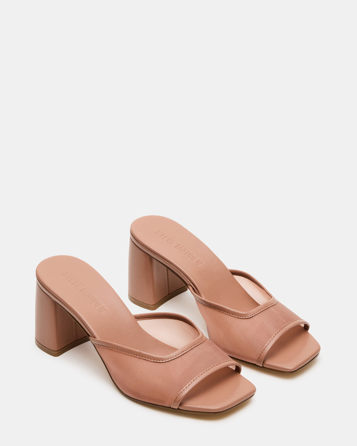 MADAME Mocha Square-Toe Mesh Mule Women's Heel | Steve Madden