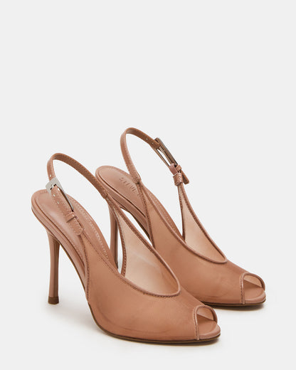 PRESCOTT Natural Mesh Women's Slingback Stiletto Heel | Steve Madden
