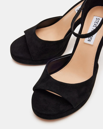 ESTER Black Suede Strappy Heel | Women's Heels | Steve Madden