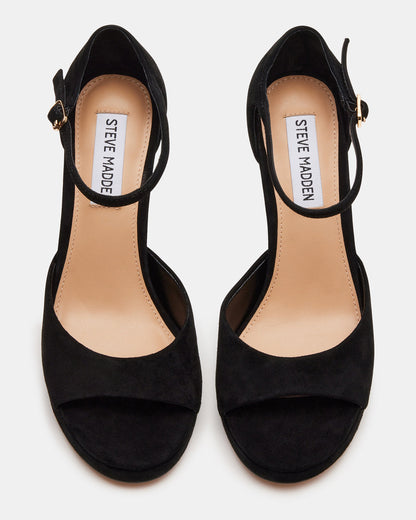 ESTER Black Suede Strappy Heel | Women's Heels | Steve Madden
