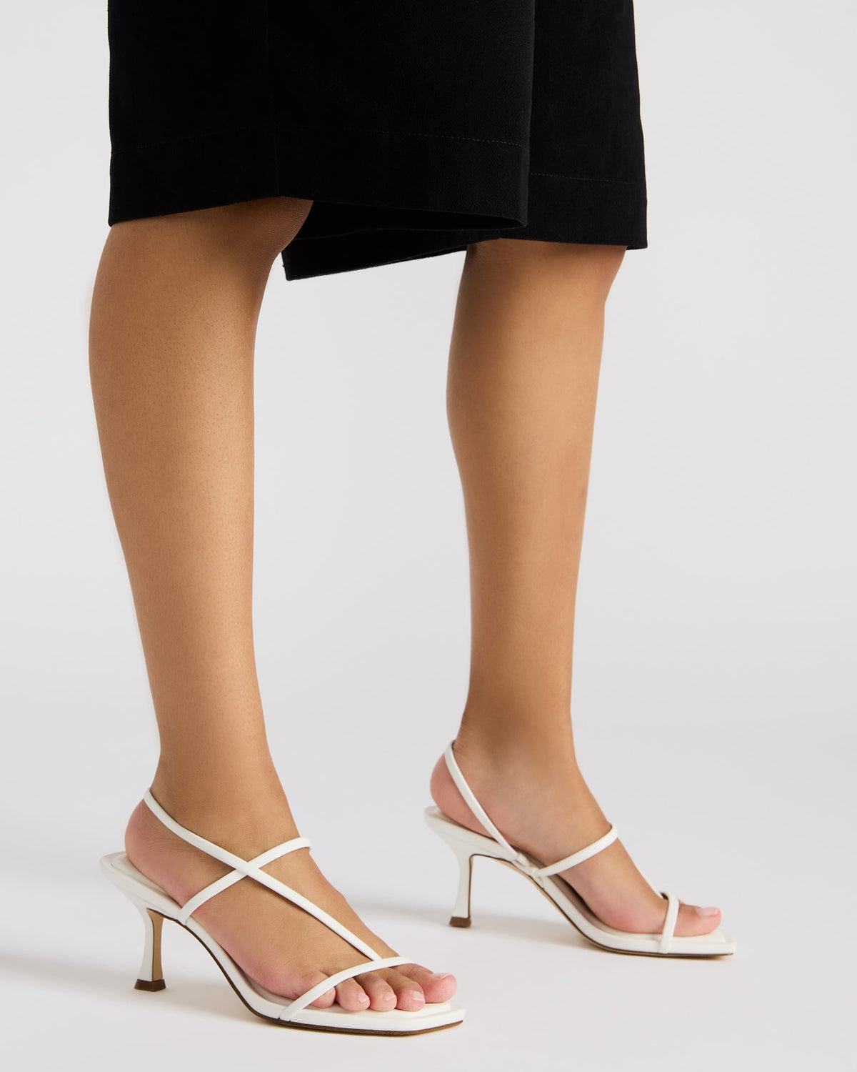 LOCKE White Women's Dainty Strappy Square Toe Heel | Steve Madden