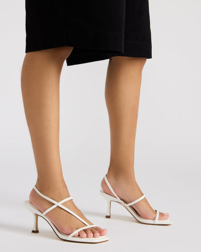 LOCKE White Women's Dainty Strappy Square Toe Heel | Steve Madden