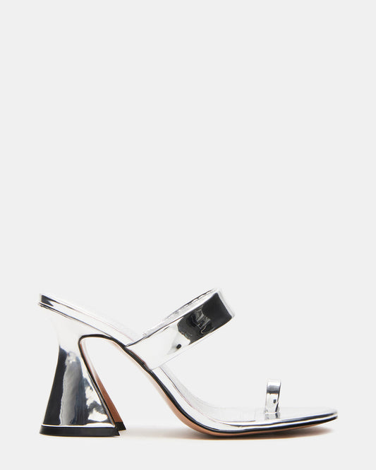 RENIE Silver Women's Open Toe Mule Heel | Steve Madden