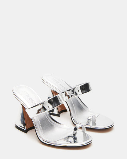 RENIE Silver Women's Open Toe Mule Heel | Steve Madden