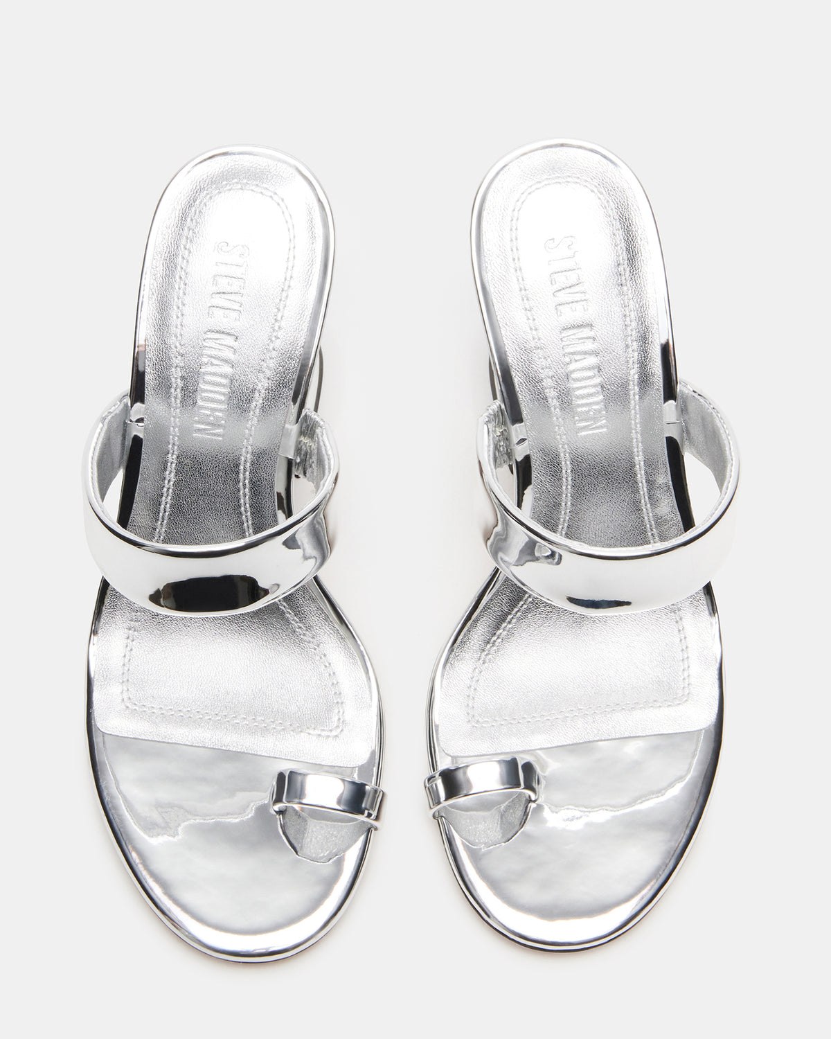 RENIE Silver Women's Open Toe Mule Heel | Steve Madden