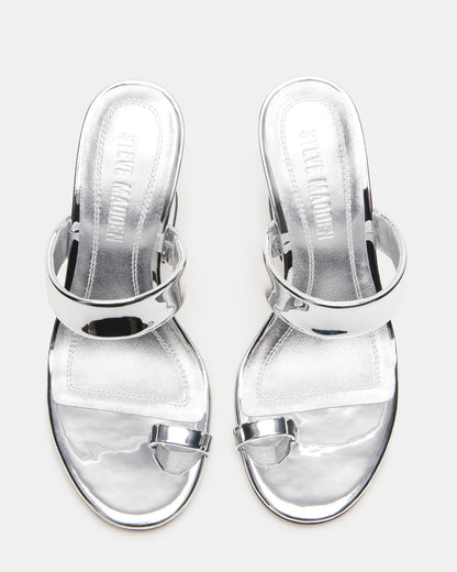 RENIE Silver Women's Open Toe Mule Heel | Steve Madden