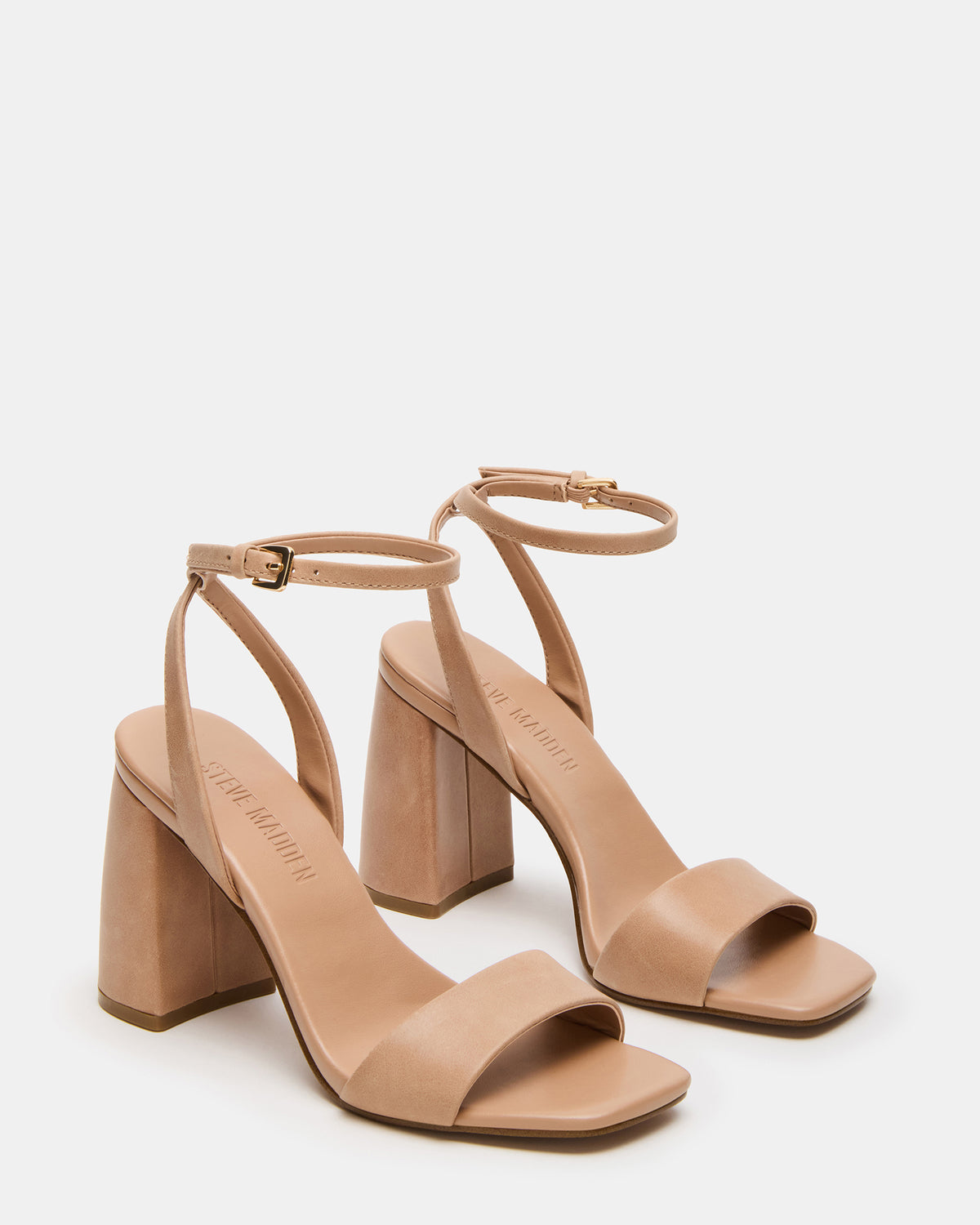 MESSA Natural Leather Women's Square-Toe Block Heel | Steve Madden