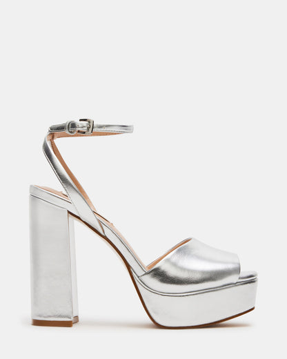 LOURDES Silver Metallic Platform Heel | Women's Heels | Steve Madden