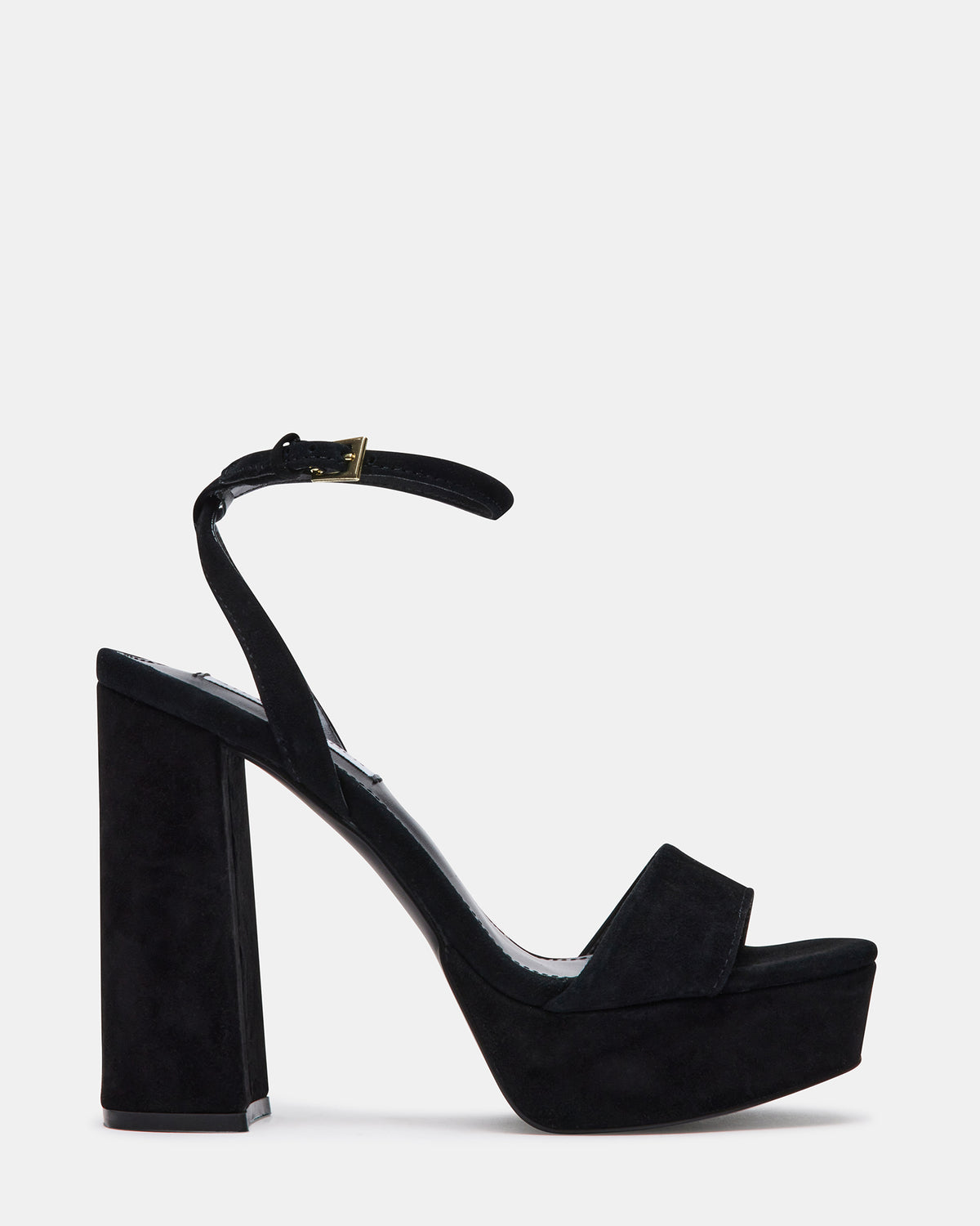 LESSA Black Suede Platform Block Heel | Women's Heels | Steve Madden