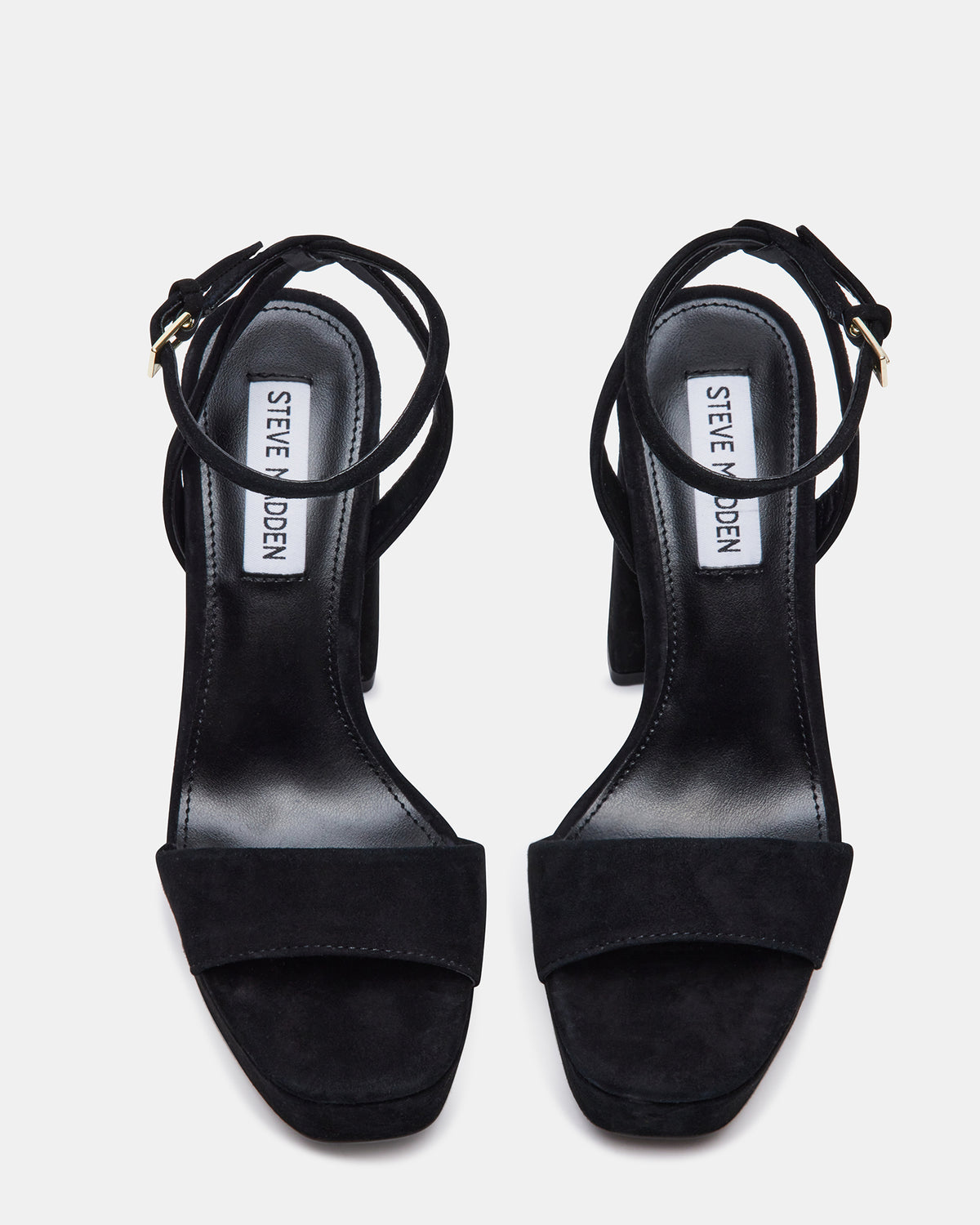 LESSA Black Suede Platform Block Heel | Women's Heels | Steve Madden