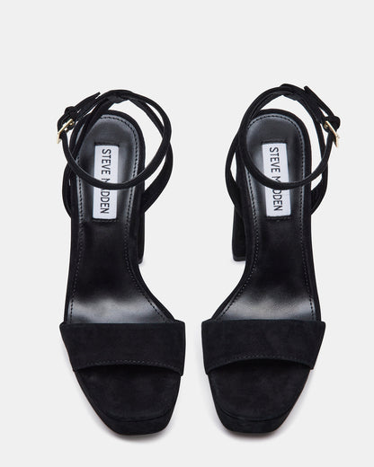 LESSA Black Suede Platform Block Heel | Women's Heels | Steve Madden