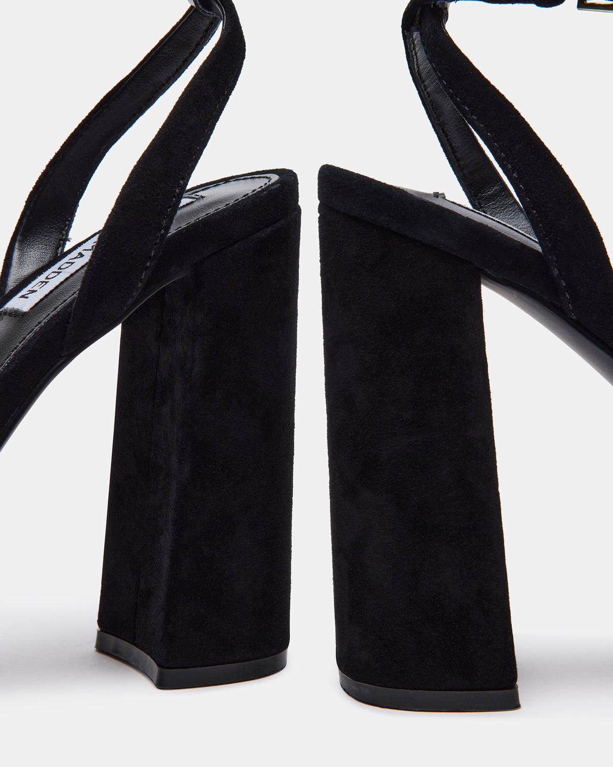 LESSA Black Suede Platform Block Heel | Women's Heels | Steve Madden