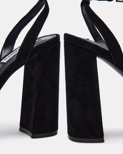 LESSA Black Suede Platform Block Heel | Women's Heels | Steve Madden