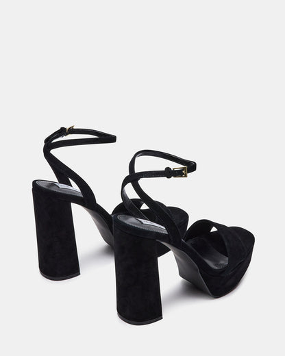 LESSA Black Suede Platform Block Heel | Women's Heels | Steve Madden