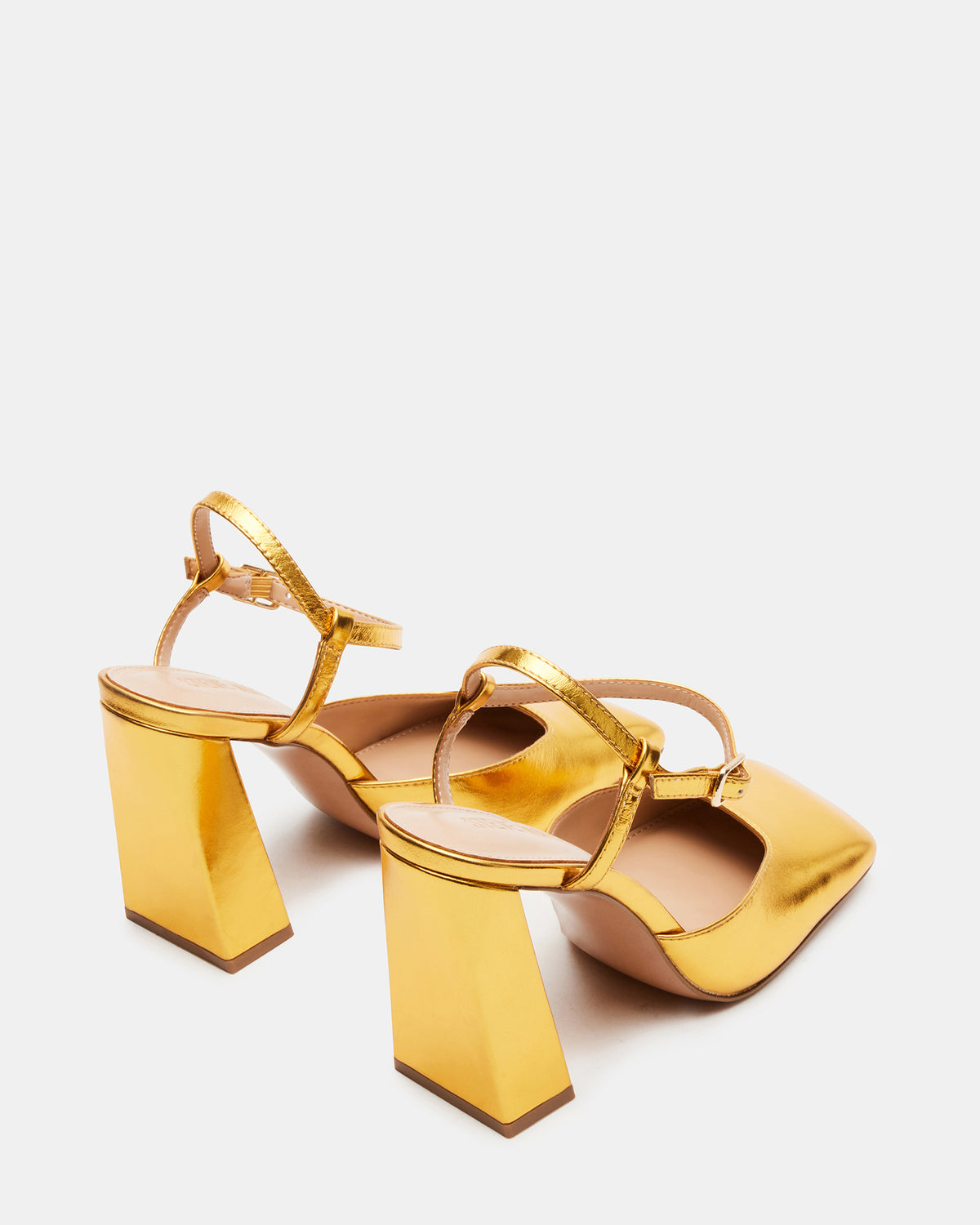 MOSAIC Gold Leather Square Toe Heel | Women's Heels | Steve Madden