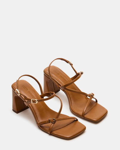 VANTAGE Caramel Women's Square-Toe Strappy Slingback Heel | Steve Madden