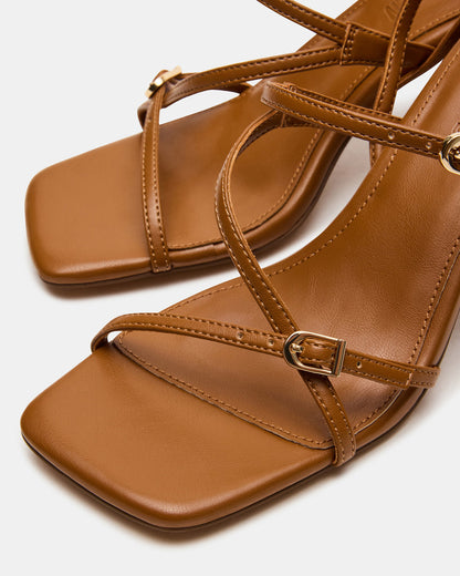 VANTAGE Caramel Women's Square-Toe Strappy Slingback Heel | Steve Madden