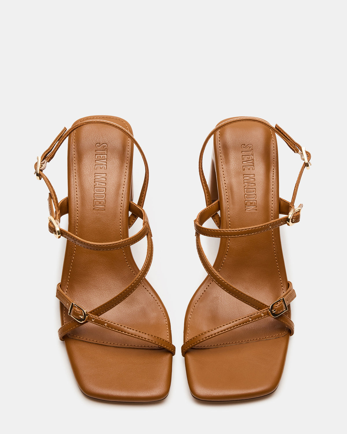 VANTAGE Caramel Women's Square-Toe Strappy Slingback Heel | Steve Madden