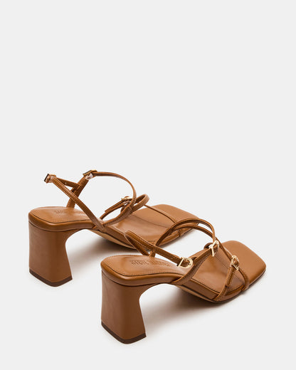 VANTAGE Caramel Women's Square-Toe Strappy Slingback Heel | Steve Madden