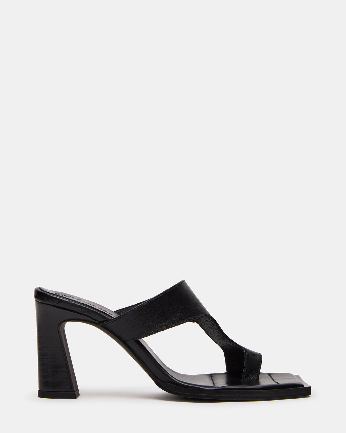 ALAMEDA Black Leather Square-Toe Mule Women's Heel | Steve Madden