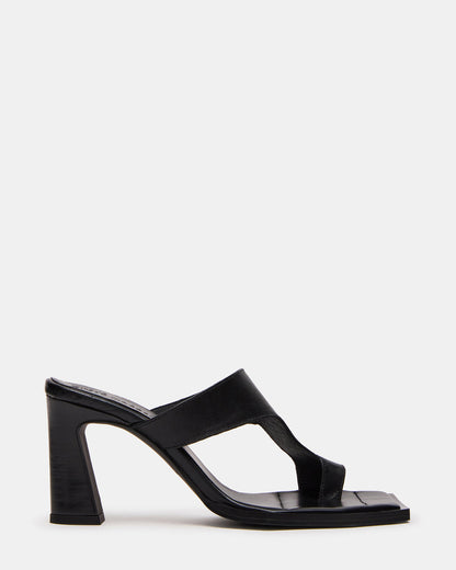 ALAMEDA Black Leather Square-Toe Mule Women's Heel | Steve Madden