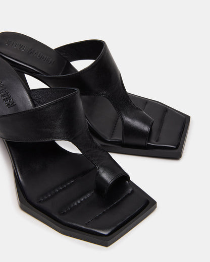 ALAMEDA Black Leather Square-Toe Mule Women's Heel | Steve Madden