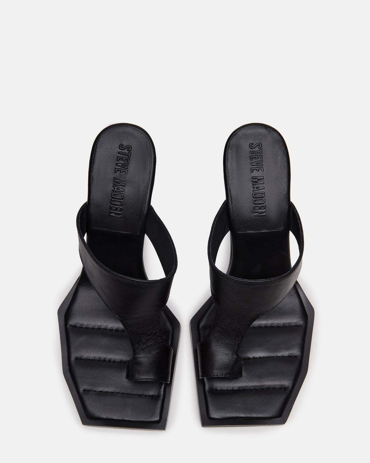 ALAMEDA Black Leather Square-Toe Mule Women's Heel | Steve Madden