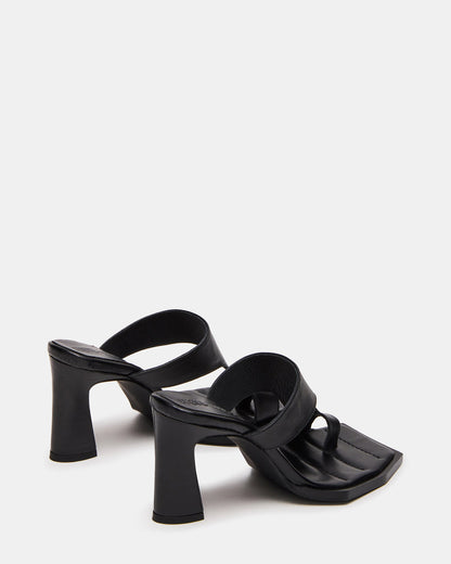 ALAMEDA Black Leather Square-Toe Mule Women's Heel | Steve Madden