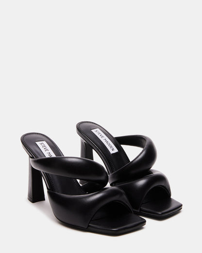 KLOSS Black Tubular Square Toe Mule | Women's Heels | Steve Madden