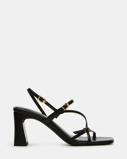 VANTAGE Black Women's Square-Toe Strappy Slingback Heel | Steve Madden
