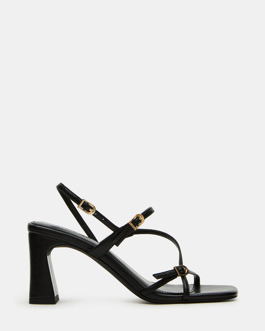 VANTAGE Black Women's Square-Toe Strappy Slingback Heel | Steve Madden